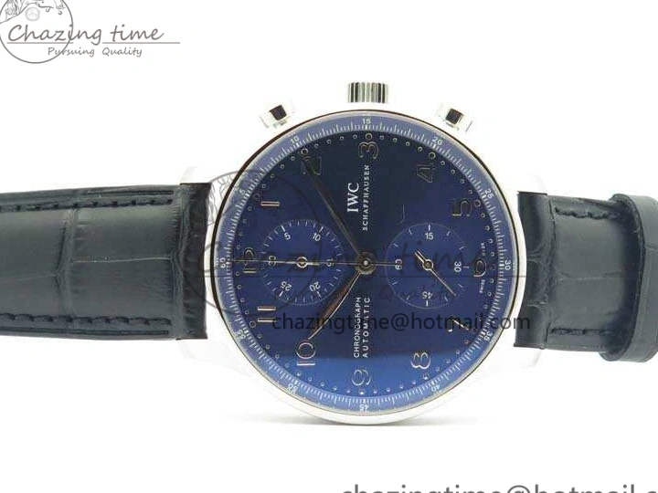 MIROTIME 0524 MoistureWicking Portuguese IW371491 ZF 1:1 Best Edition SS Blue Dial On Leather Strap A79350 (Slim Movement) V 7221